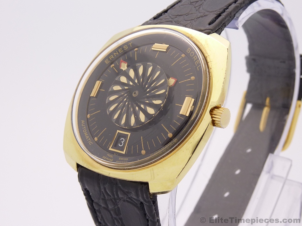 Ernest Borel Cocktail Gold Automatic Date Vintage Mens Swiss Watch,Ref
